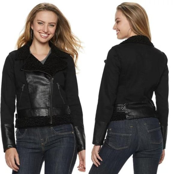Rock & Republic Jackets & Blazers - Rock & Republic Mixed Media Moto Jacket Black